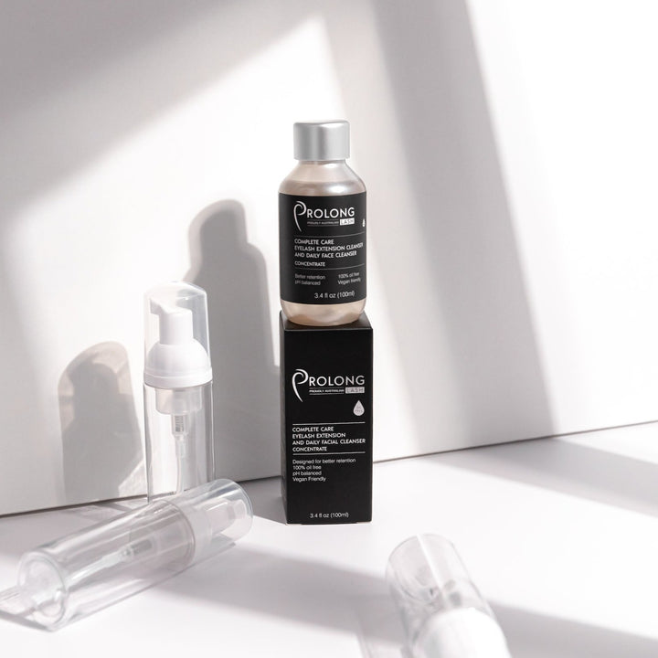 Prolong Lash EYELASH EXTENSION CLEANSER CONCENTRATE 100ml and 3 empty pump bottles