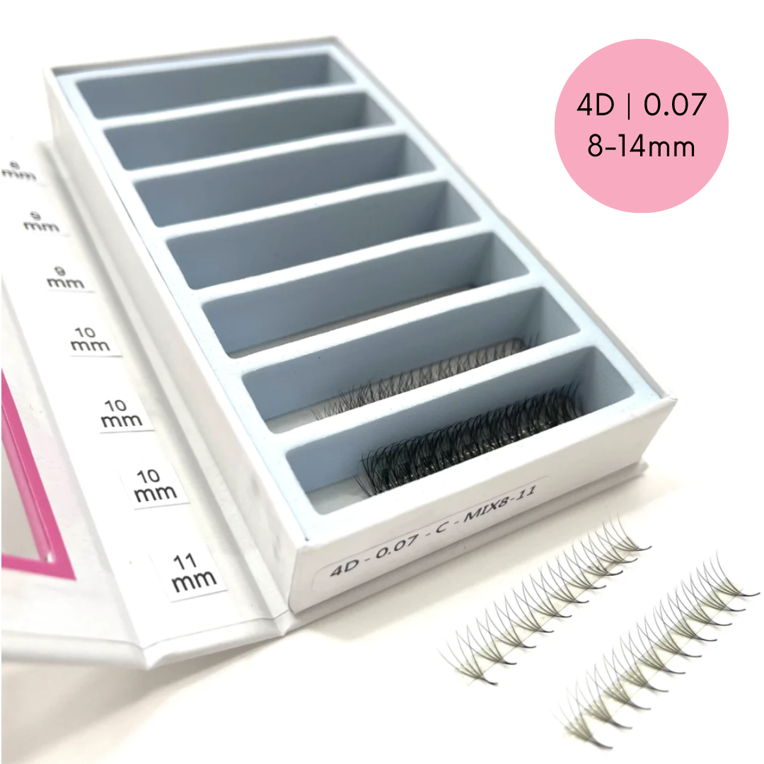 a box with a set of Lash Tribe Ultra Speed Premade Volume Fans | Long Stem | Ultra Black false eyelashes in it.