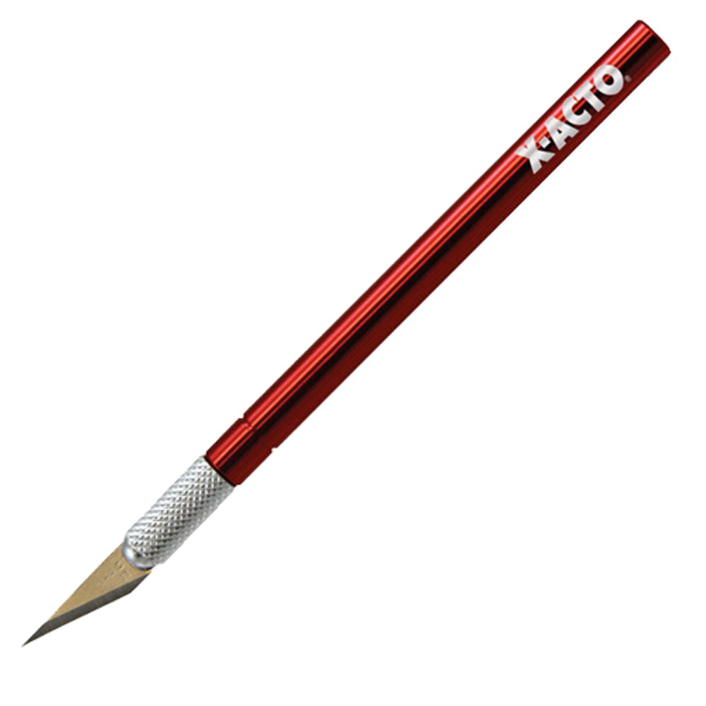 A red X-ACTO KNIFE from Lash Tribe with a silver blade and soft comfort grip, ideal for cutting detailed designs.