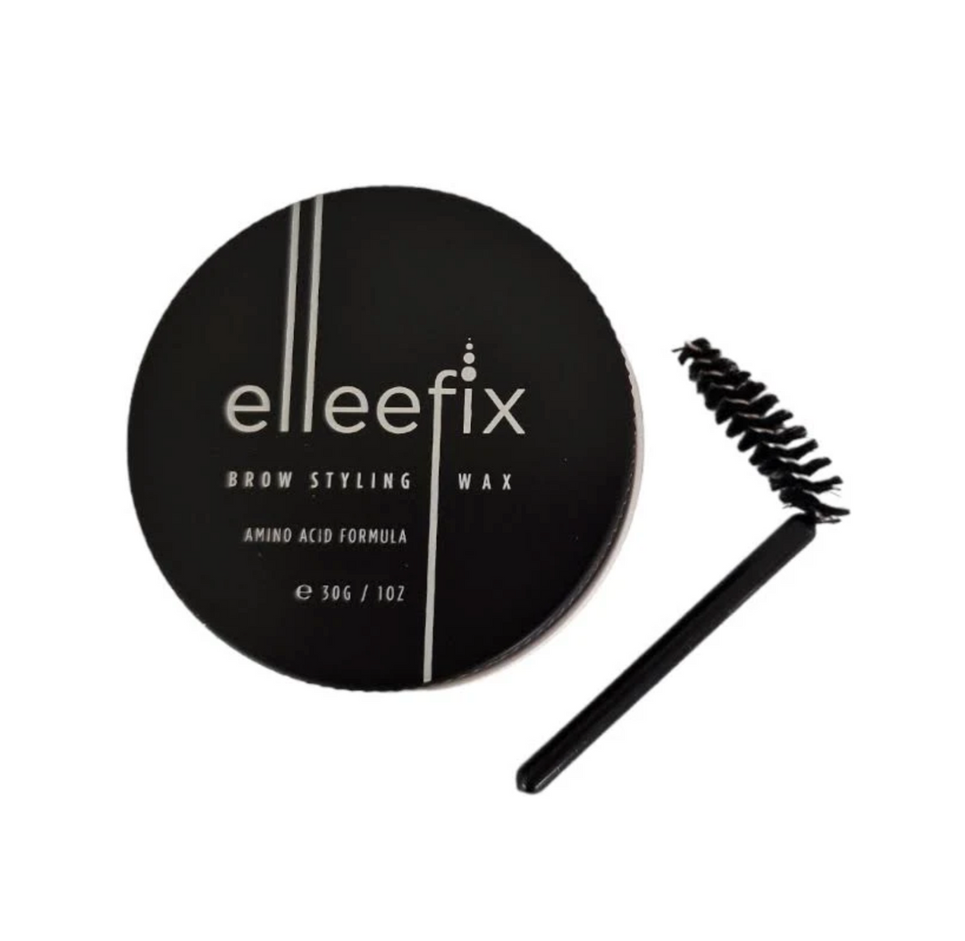 elleebana brows styling wax pictured with a application brush