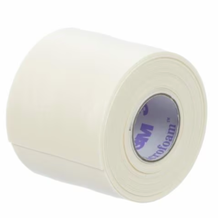 A roll of 3M Microfoam Tape for Eyelash Extensions 5cm wide | Under-eye Lash Tape by Lash Tribe on a white background.