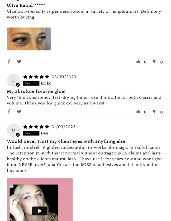 a screenshot of a facebook page with a picture of a woman's Eyelash Adhesive Bundle | 3 Lash Tribe™️ Lash Glues for Eyelash Extensions by Lash Tribe
