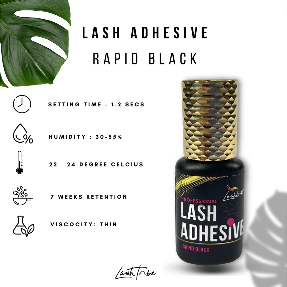 Lash Tribe Rapid Black Adhesive is the brand name for the lash adhesive rapid black.