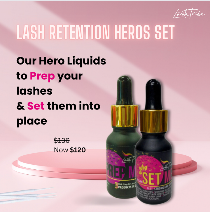 Lash Tribe's RETENTION HERO BUNDLE | Prep Me & Set Me Superbonder, the lash revival heroes set.