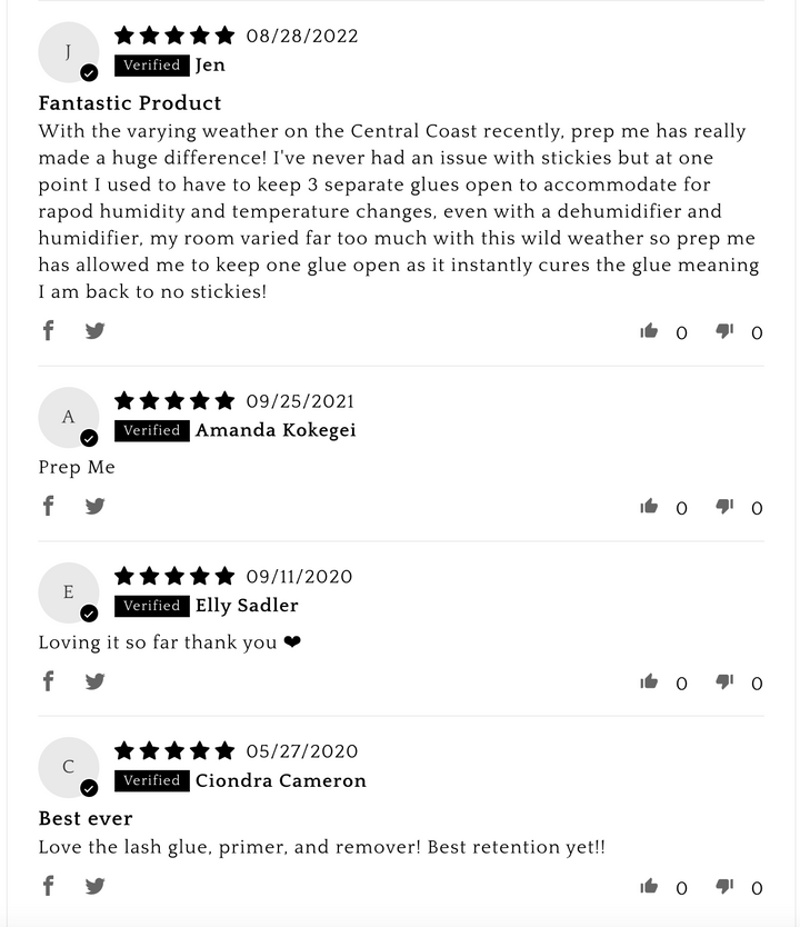 A screenshot of a customer review on the Lash Tribe RETENTION HERO BUNDLE | Prep Me & Set Me Superbonder website.