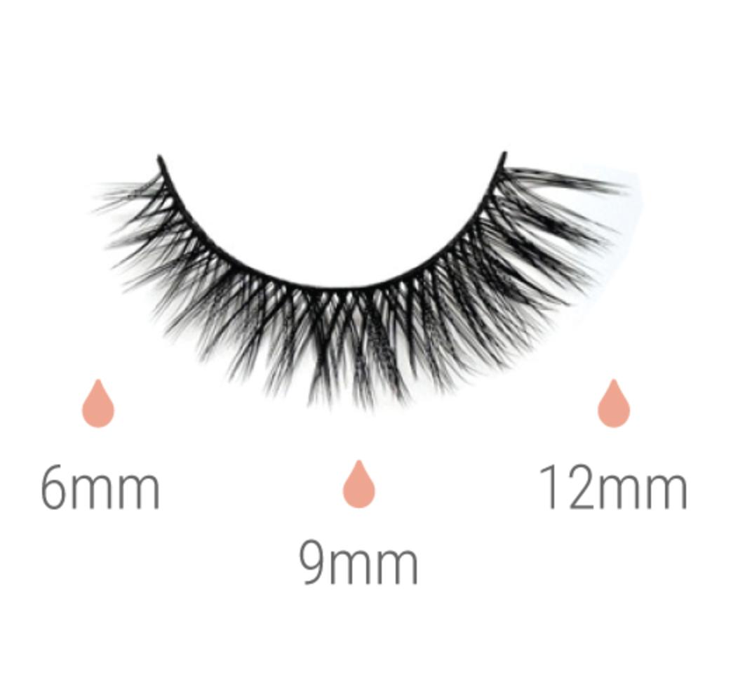a pair of Silk Magnetic Lashes & Liner Kit false lashes by Lash Tribe with different sizes and lengths.