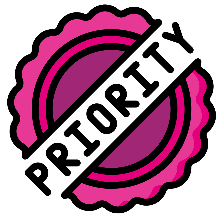 The Lash Tribe Priority Processing & Extra Lollies product features a pink badge with a scalloped edge, showcasing the word "PRIORITY" displayed diagonally across it. This design evokes a sense of express shipping, ensuring you are first in line.