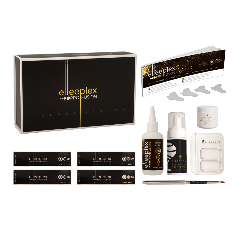 An Elleebana black and gold eyelash extension kit.