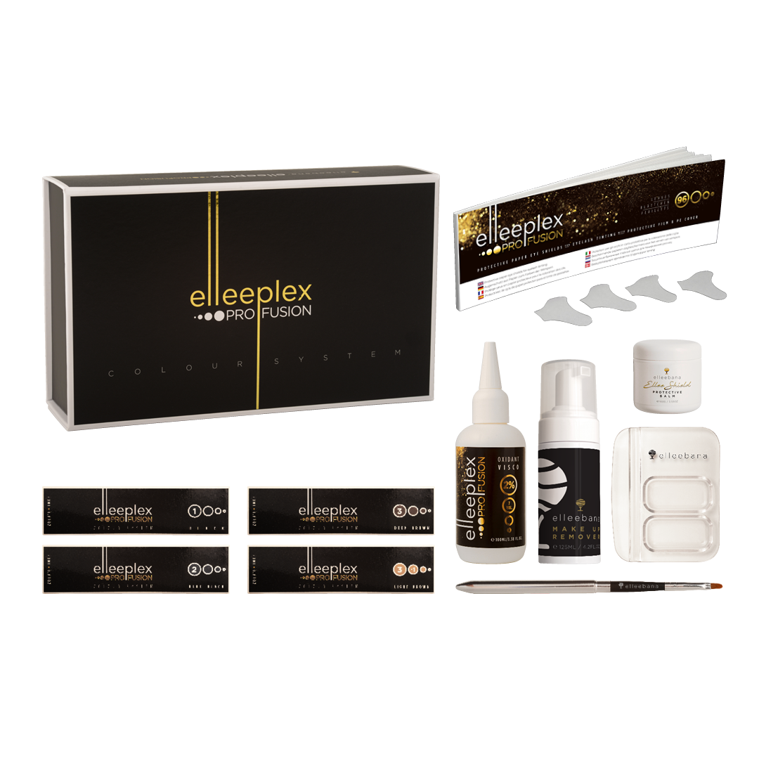 An Elleebana black and gold eyelash extension kit.