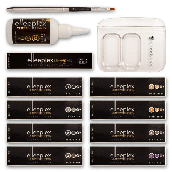 a set of Elleeplex Profusion Colour System Kit eyeliner pencils and Elleebana eyeliner pens.
