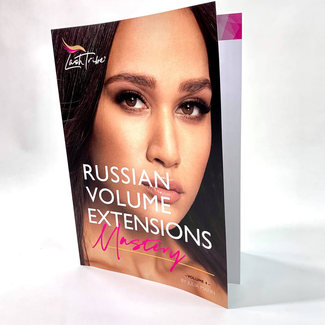 Lash Tribe's Russian Volume Eyelash Extensions Manual (Hardcopy) brochure.
