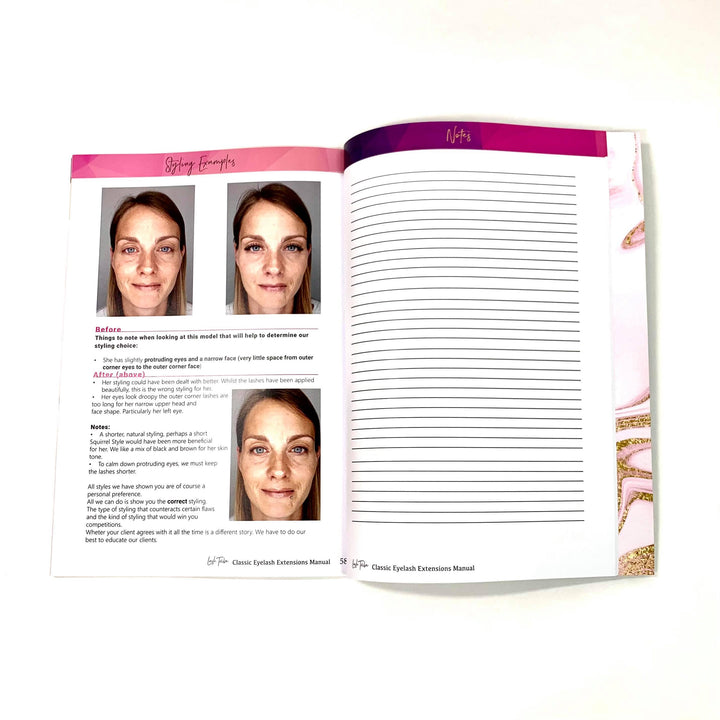 An Eye Shapes & Styling Training | Lash Manual (E-Book) by Lash Tribe with a woman's face on it.