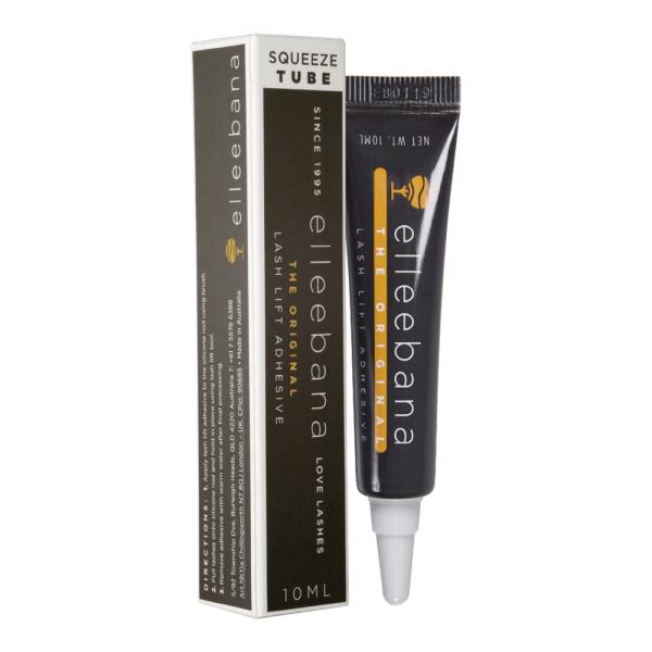 a tube of Original Lash Lift Adhesives from Elleebana with a tube of beeswax.