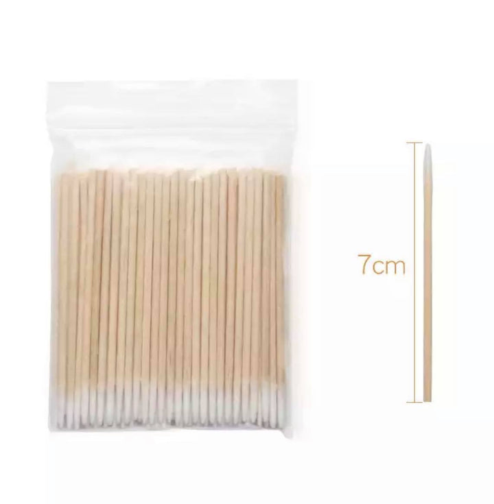 a pack of Lash Tribe wooden cotton swab sticks in a plastic bag.