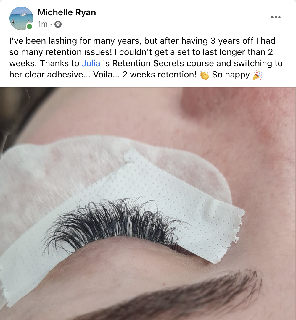 A photo of a woman with Lash Tribe lashes on her face.