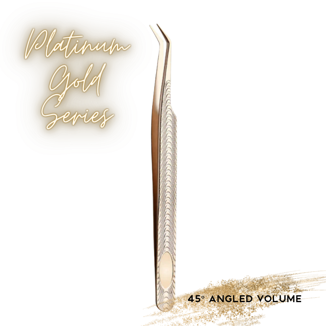 A Platinum Gold Series - The Ultimate Tweezer Collection by lash tribe tweezers on a white background.