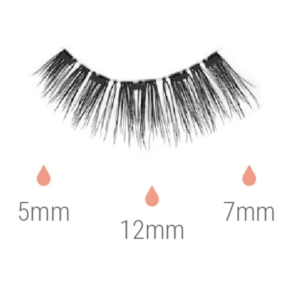 A pair of Silk Magnetic Lashes & Liner Kit by Lash Tribe with different lengths and thicknesses.