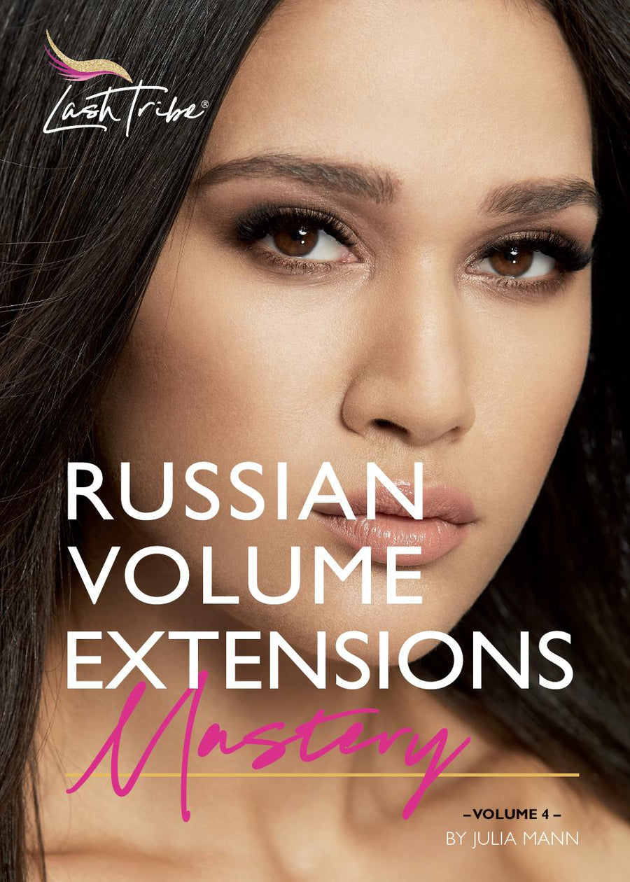 the cover of Lash Tribe's Russian Volume Eyelash Extensions Manual (E-book).