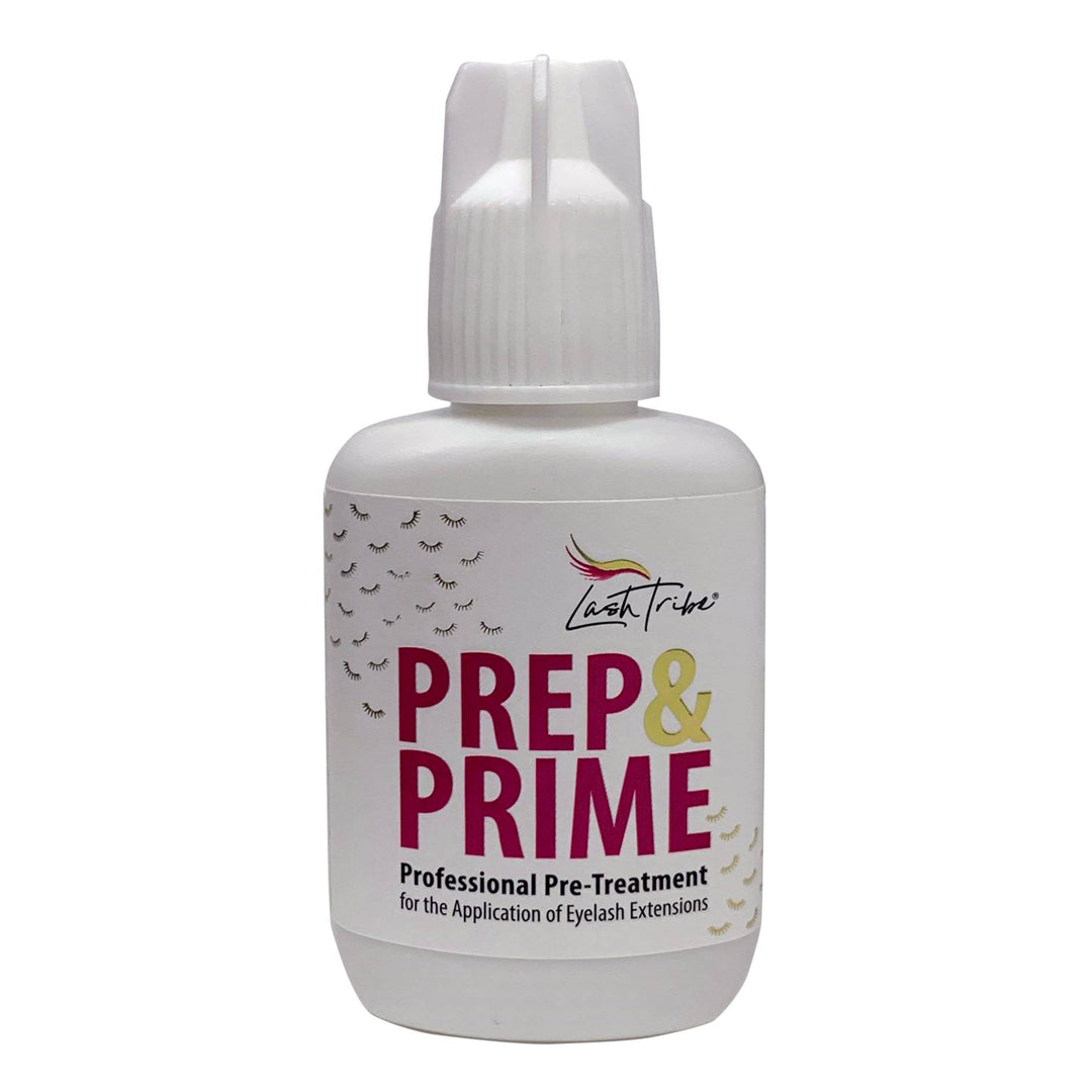 A bottle of Lash Primer by Lash Tribe on a white background.