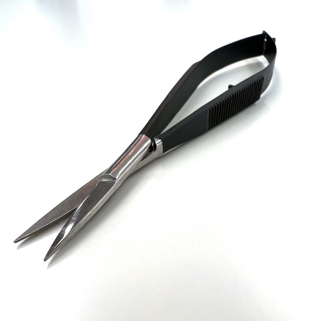 a pair of Black Beauty Nano Tips | Russian Volume Tweezers from Lash Tribe on a white surface.