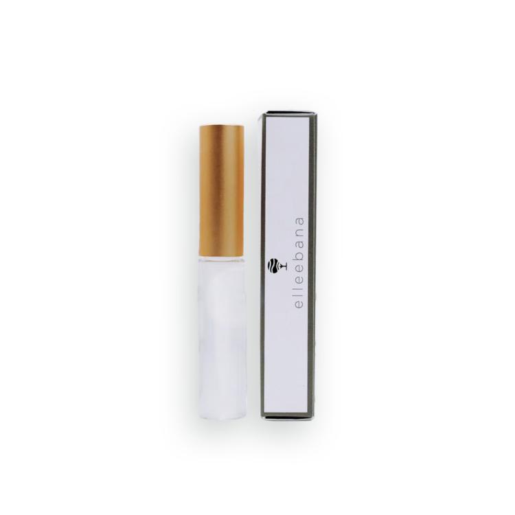 An Elleebana Strong Hold Lash Lift Adhesives for Lash Lifting in a white bottle with a gold lid and a white box.
