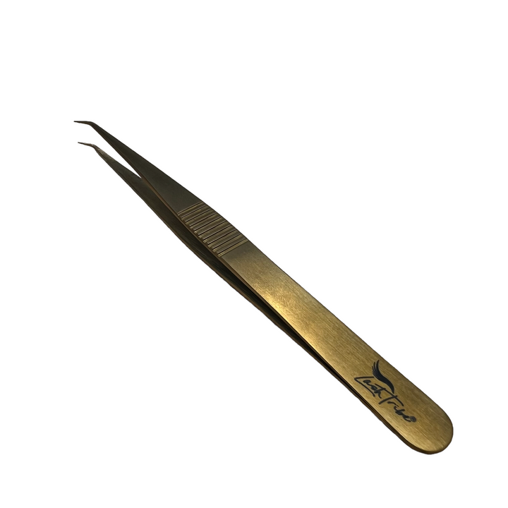 a pair of Lash Tribe New Angled Isolation Tweezers on a white background.
