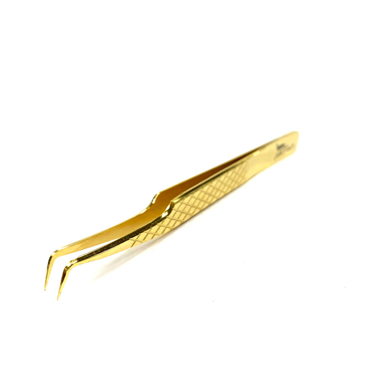 a pair of Diamond Russian Volume Tweezers by Lash Tribe on a white background.