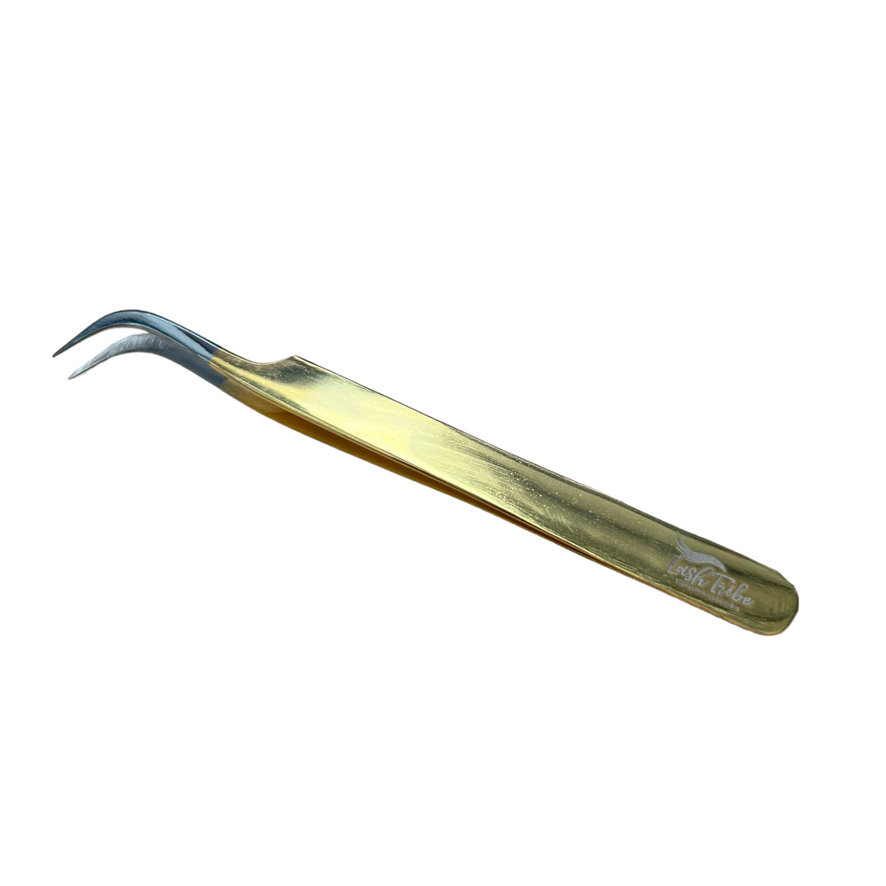 A Curved Classic Tweezer (silver tip) by Lash Tribe on a white background.