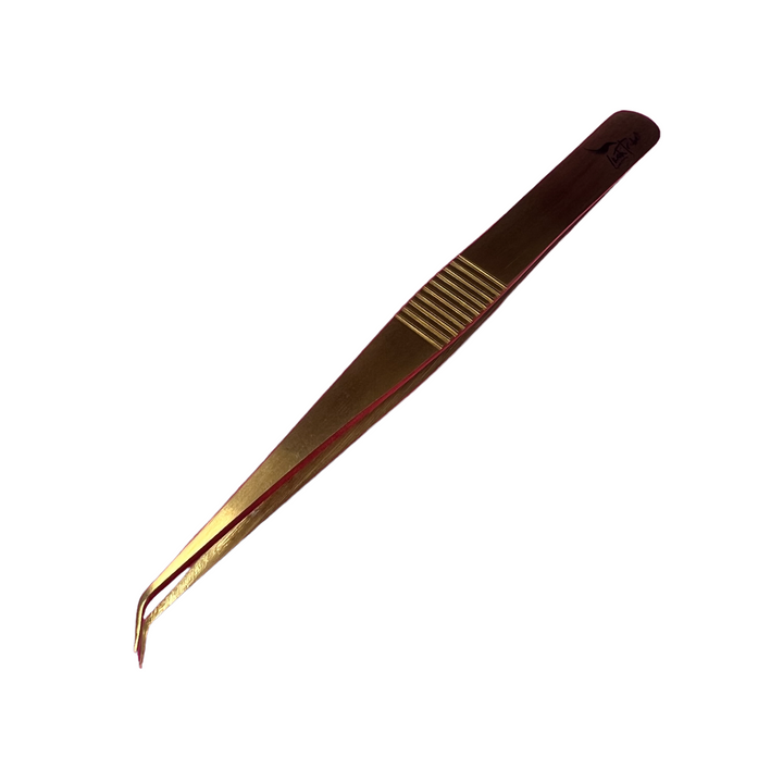 a New Angled Isolation Tweezers by Lash Tribe on a white background.