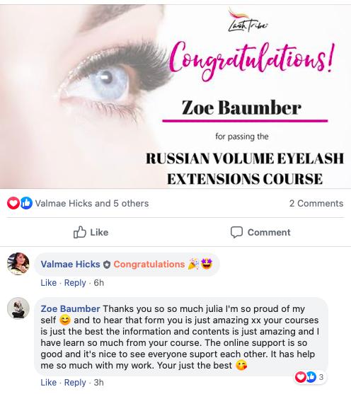 A Lash Tribe facebook page for the Hand-Made Russian Volume Eyelash Online Course.
